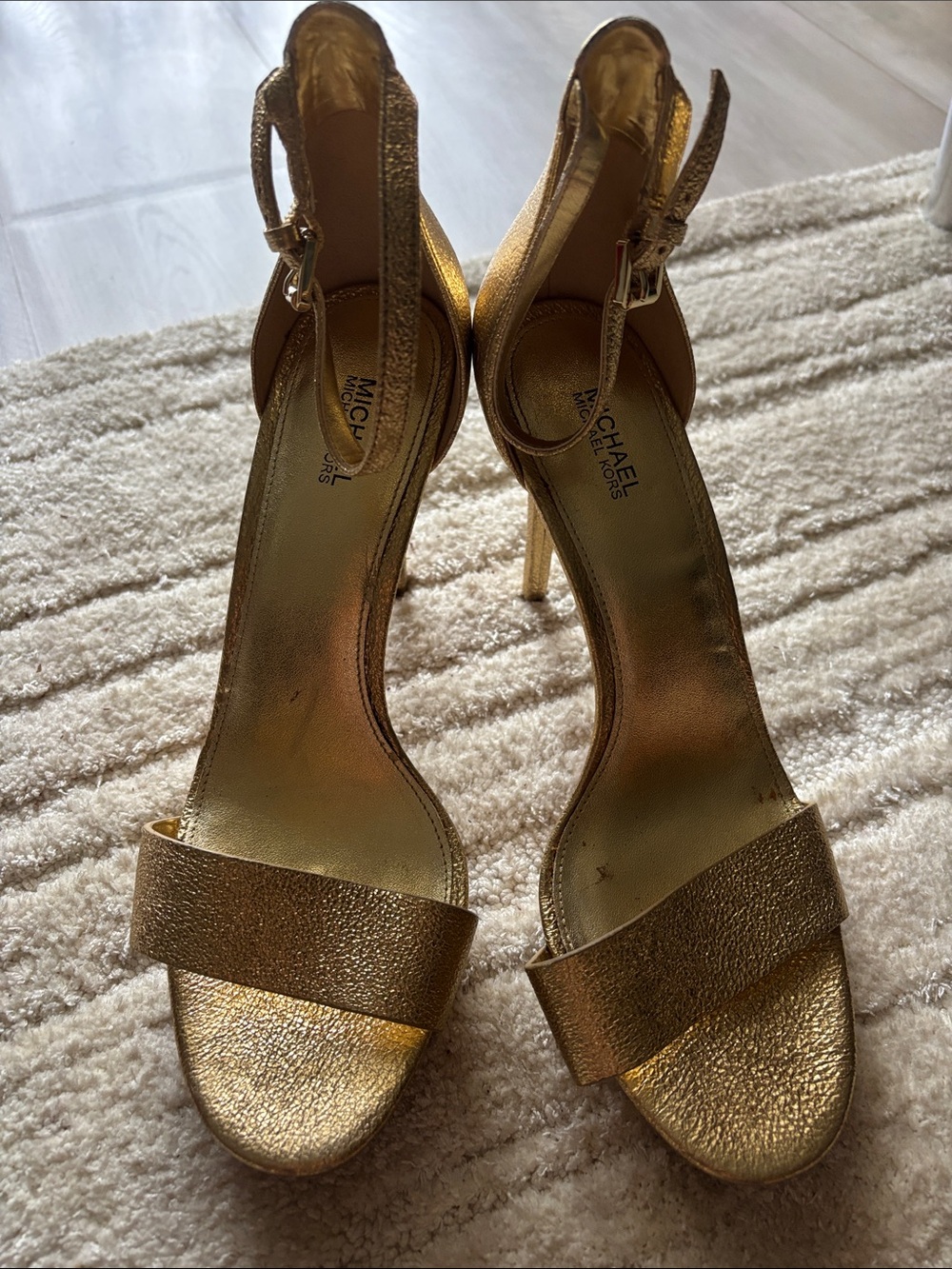 Michael Kors Metallic Gold Ankle-Strap Heels